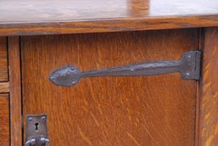 Detail hand hammered true strap hinge. 